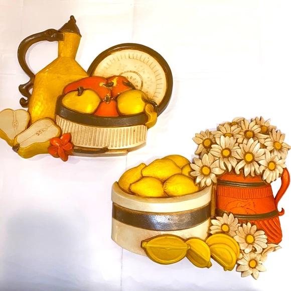 syroco Wall Decor Vintage Syroco Kitchen Fruit Wall Plaques 76 A B Set Of Two 1970s Retro